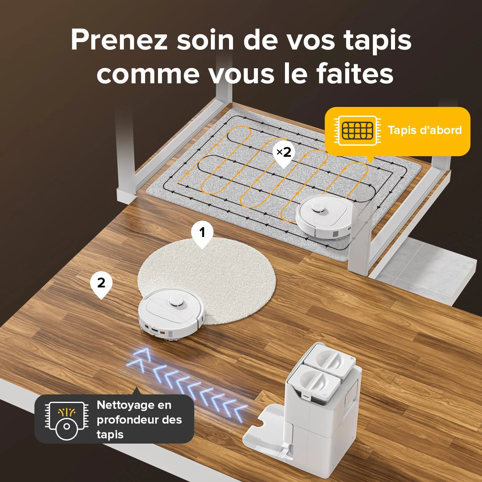 Roborock Qrevo S Aspirateur Robot Laveur, 7000Pa HyperForce, Double Serpillière Rotative 200 TR/Min, Relevable 10mm, Station Multifonctionnelle, 3D Cartographie, Reactive Tech (Reconditionné)