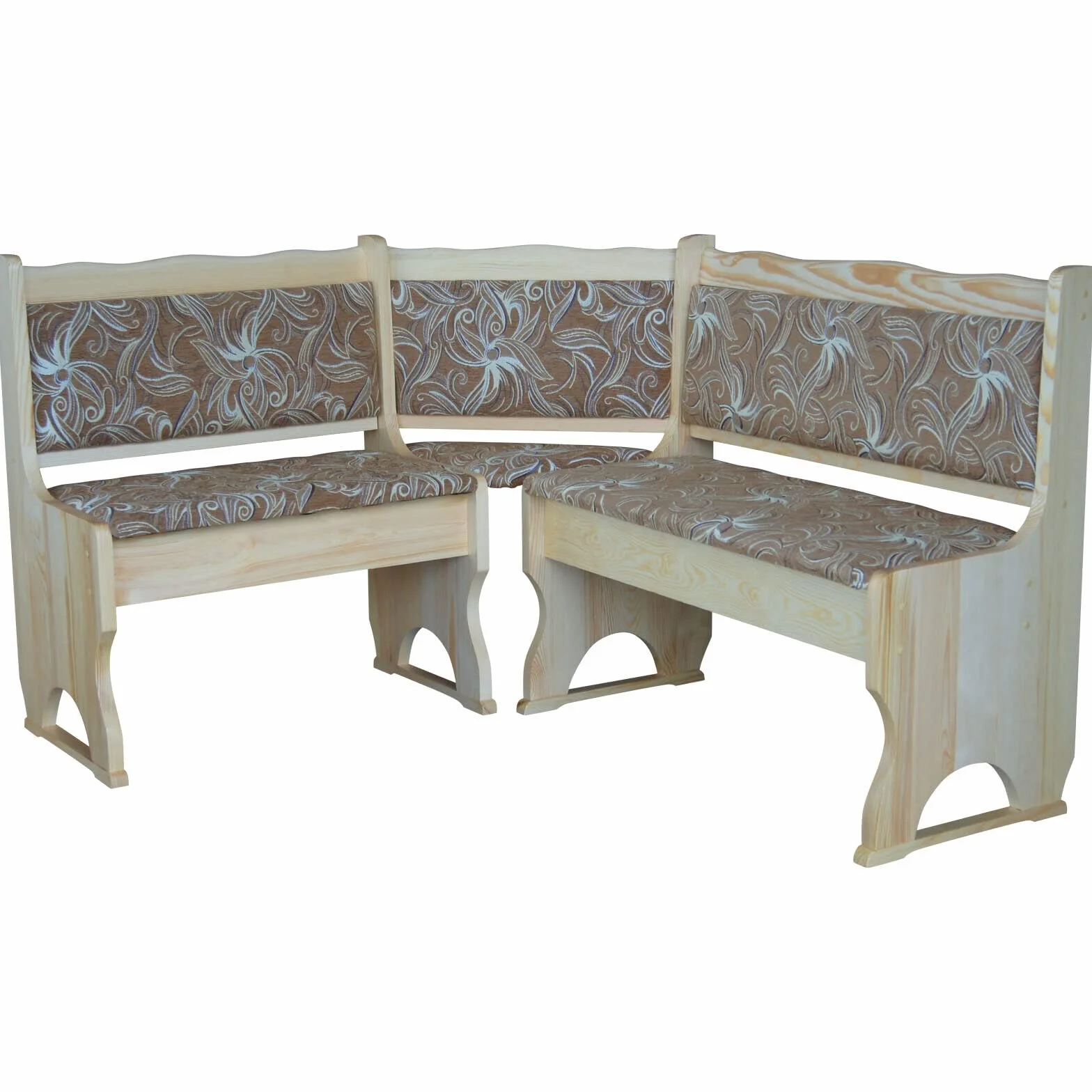 Banc d'angle en pin laqué avec rembourrage en bois massif fleur clair (140 x 180 cm)