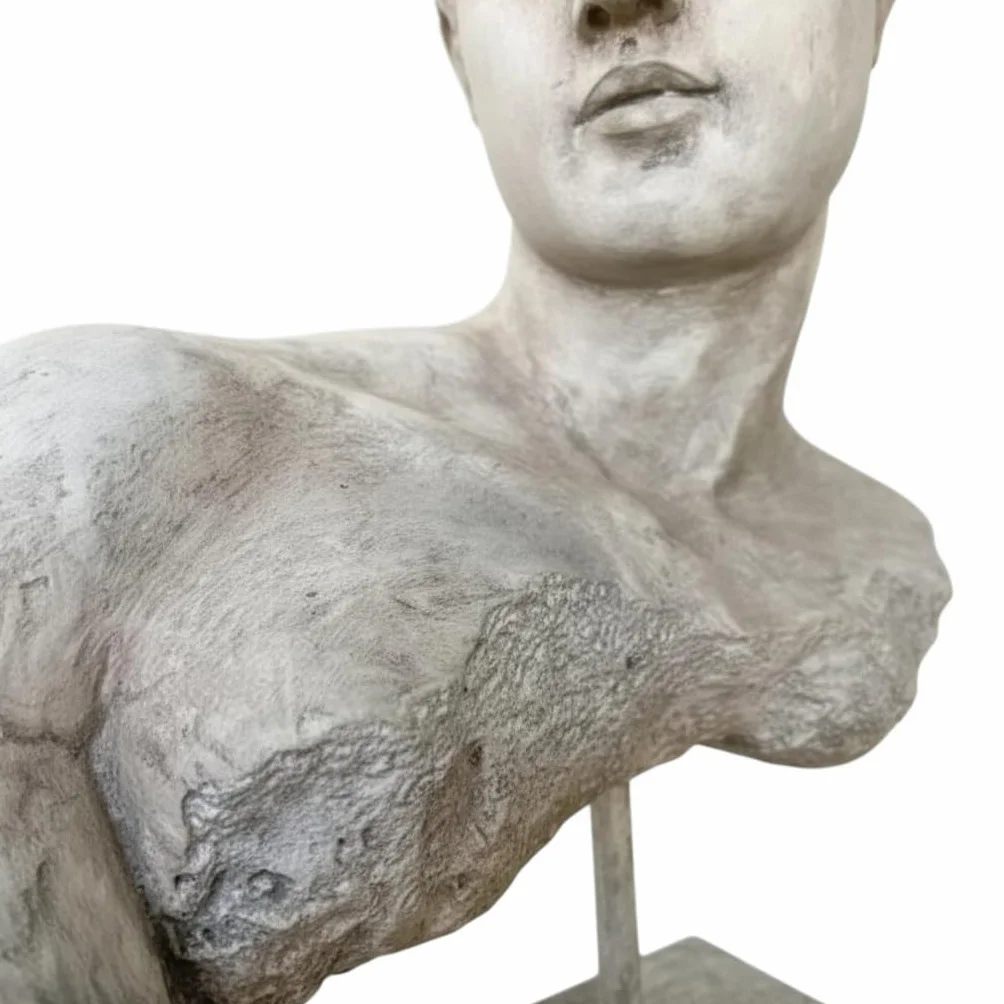 Statue décorative buste grec romain sculpture classique ancienne en résine effet pierre 28 cm
