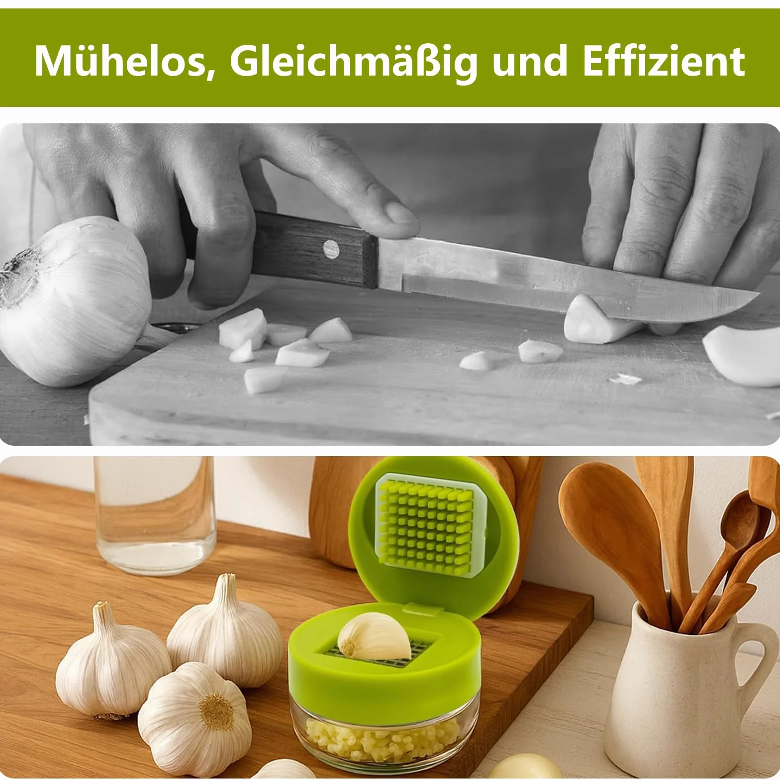Presse-Ail 304 Inox Set de Coupe Ail Garlic Press, Écrase l'Ail et le Gingembre