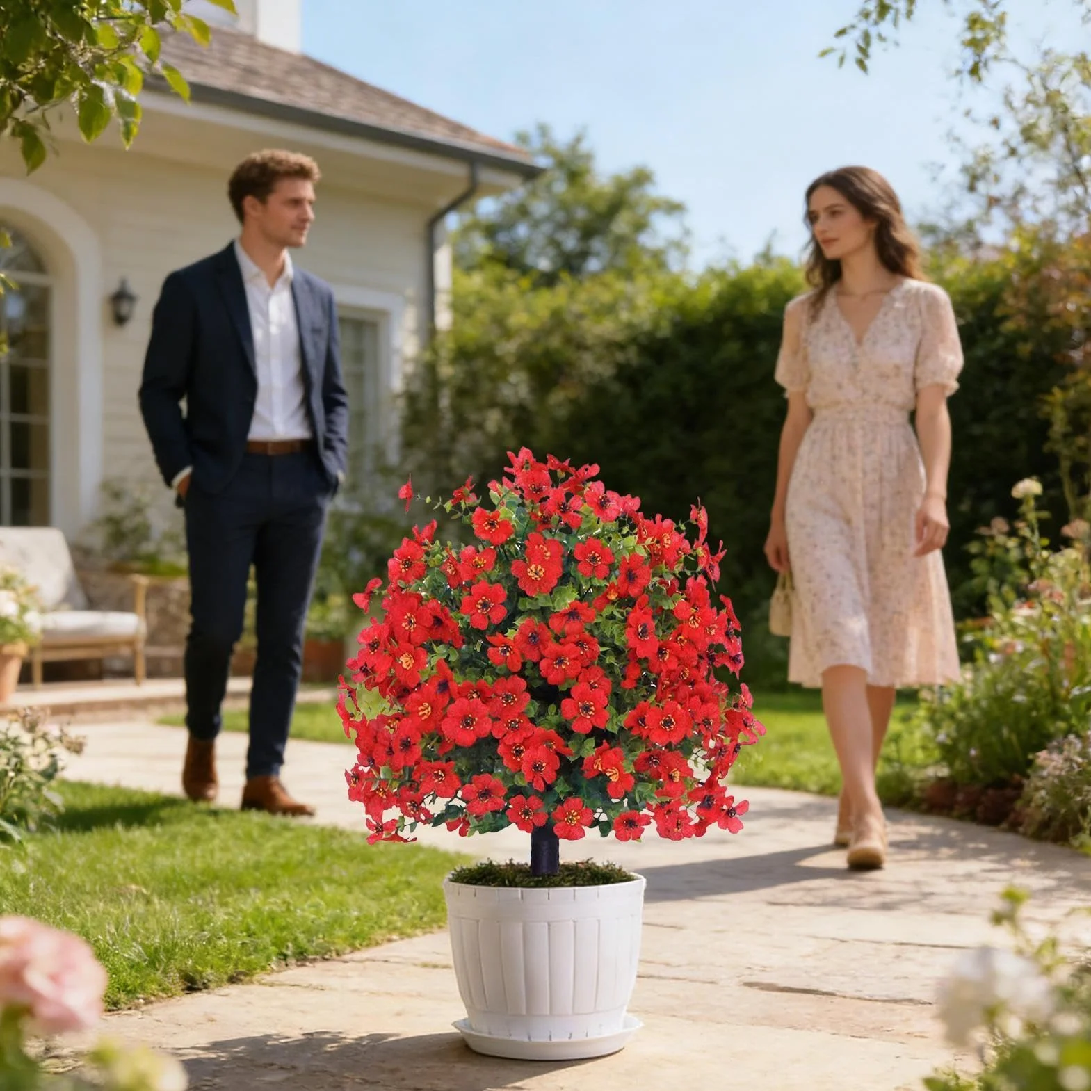 Arbustes Artificiels pour Extérieur - Boule Topiaire Réaliste à Pointes - Factices pour Jardin
