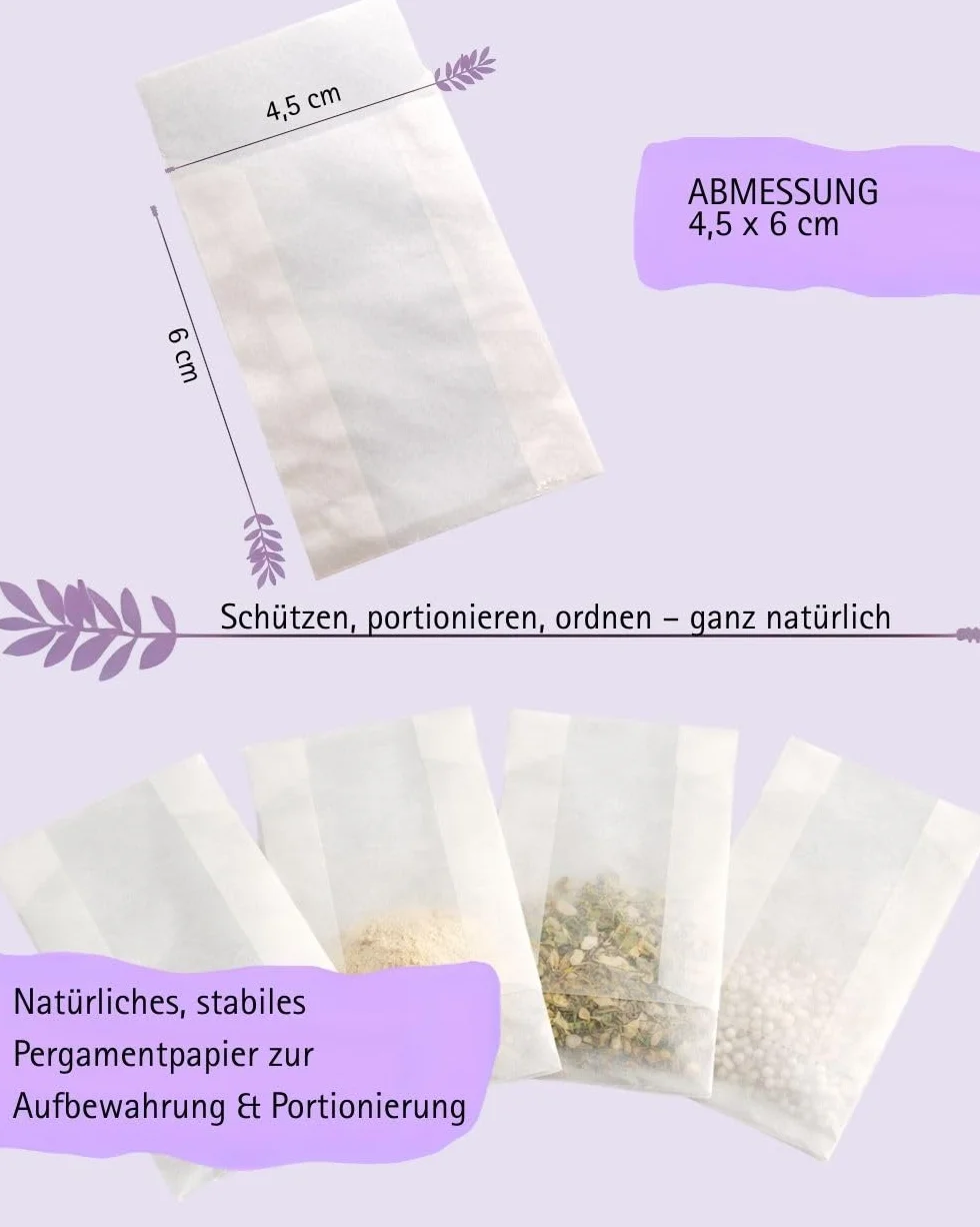 Sachets en papier parchemin 6 x 4,5 cm fond plat lot de 50
