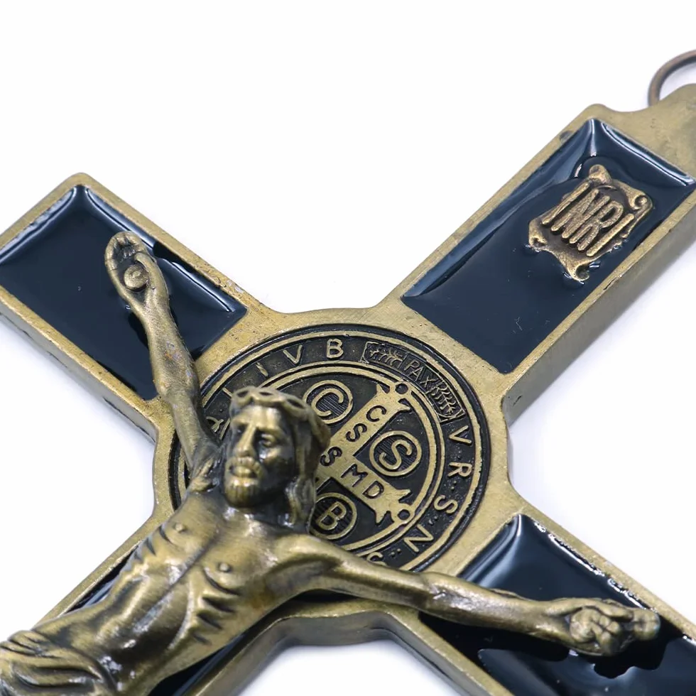 CENPEK Crucifix Jésus Christ Croix Statue Figurine Bronze antique pour Voiture Maison Chapelle