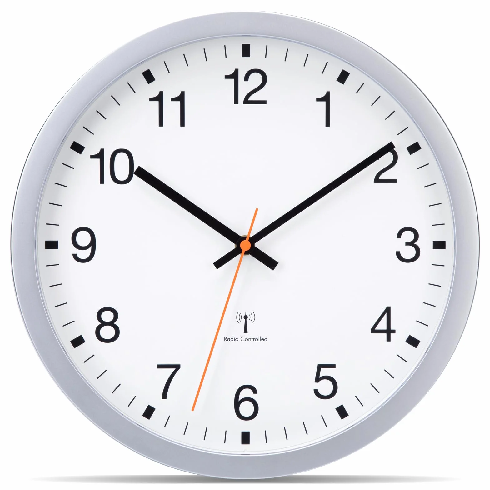 VIVILINEN Horloge Murale Radio Pilotée Silencieuse 30cm Design Moderne Argent