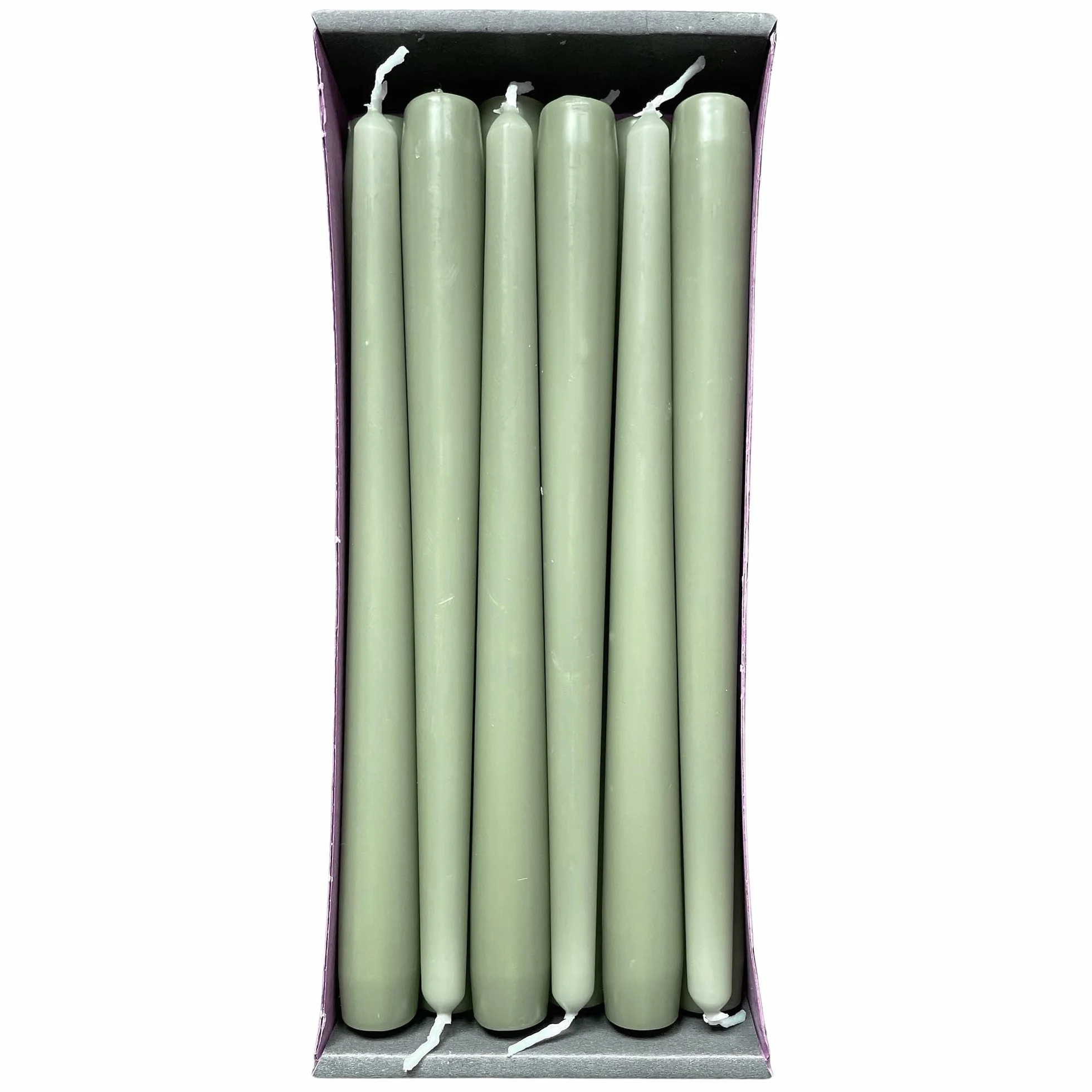 Nordring Lot de 12 bougies coniques Vert poudré 2,3 x 25 cm