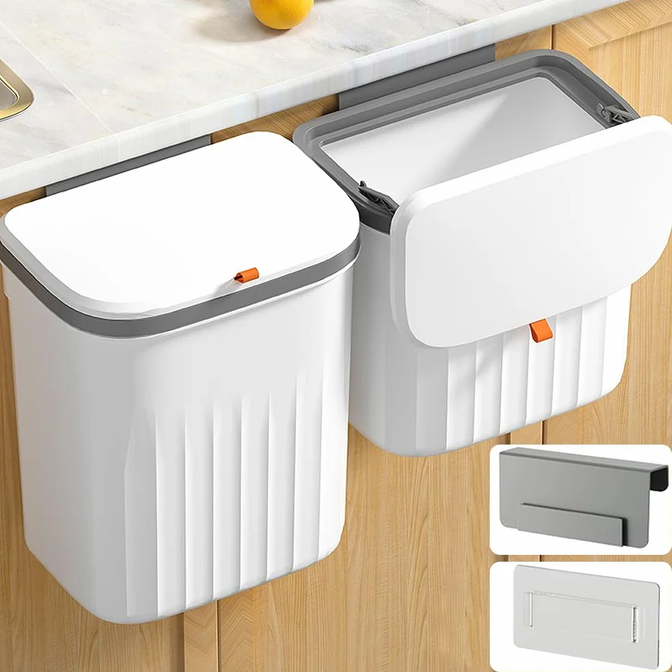 JUVEL Poubelle de cuisine suspendue 18 litres Polypropylène TPE anti-odeurs