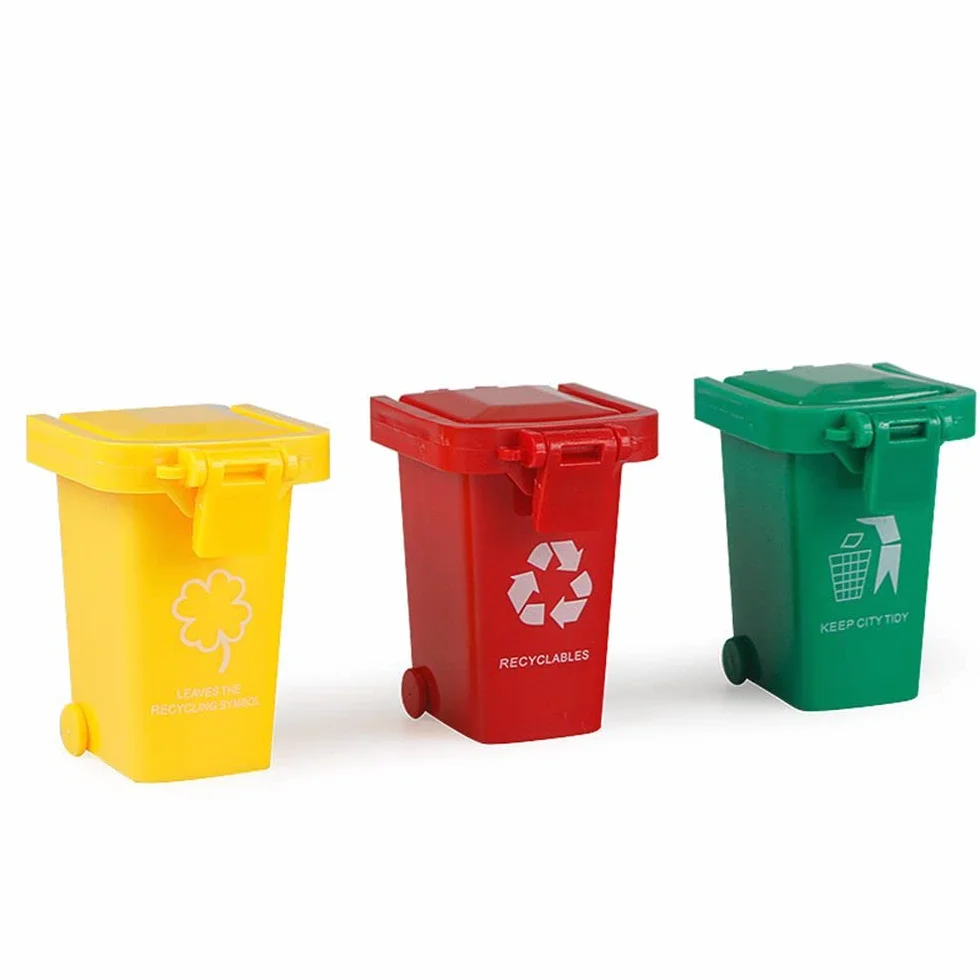 Mini Poubelle Colorée avec 2 Roues Jouet pour Enfants