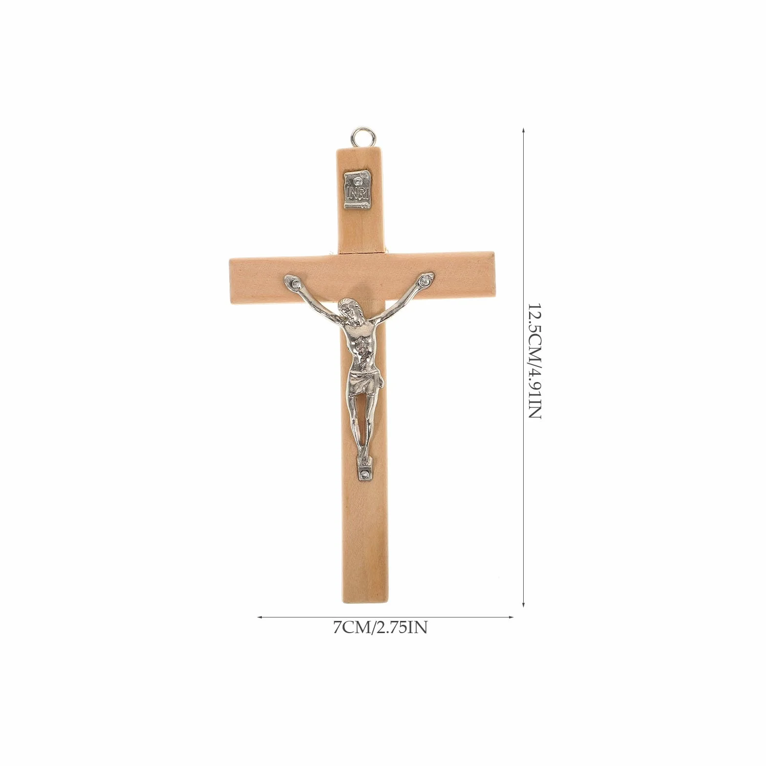 Croix Murale Chrétienne en Bois avec Crucifix de Jésus en Alliage de Zinc – Décoration Murale Catholique Forme Croix