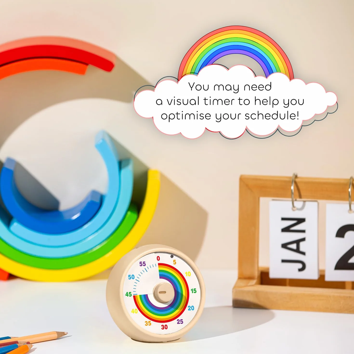 Visual Timer pour Enfants 60 Minutes Compte à Rebours, Outil Gestion du Temps Bureau Silencieux, Pomodoro Timer (Kaki)