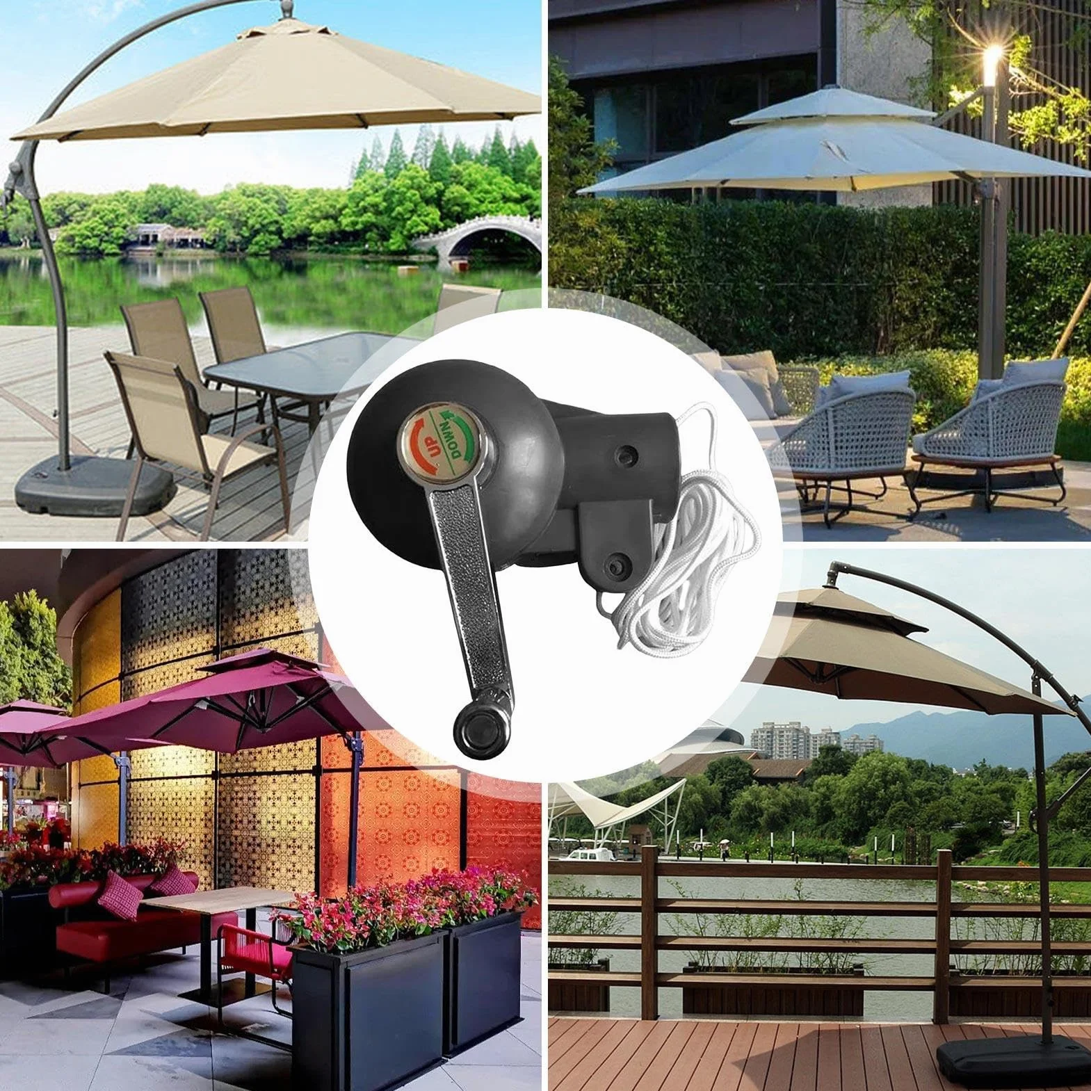 Poignée Manivelle Parasol Pièces de Rechange Accessoires Parasol Déporté Extérieur