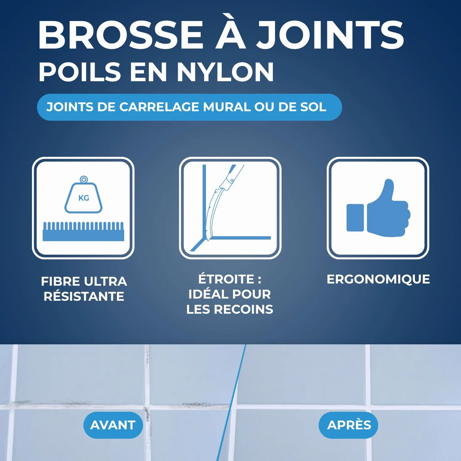 STARWAX Brosse à Joints Anti-Rouille Poignée Ergonomique Tête étroite
