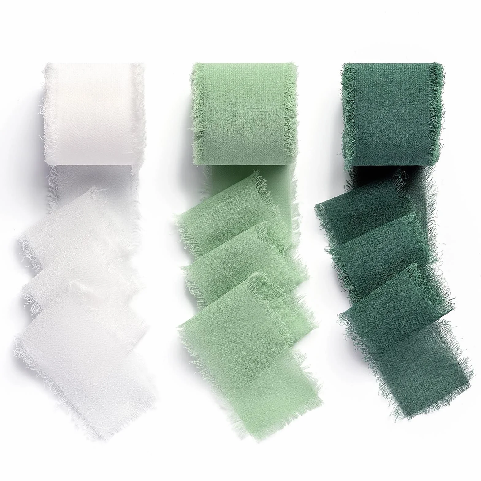 Ruban large vert mousseline de soie pour mariage - Ruban décoratif AOKSUNOVA