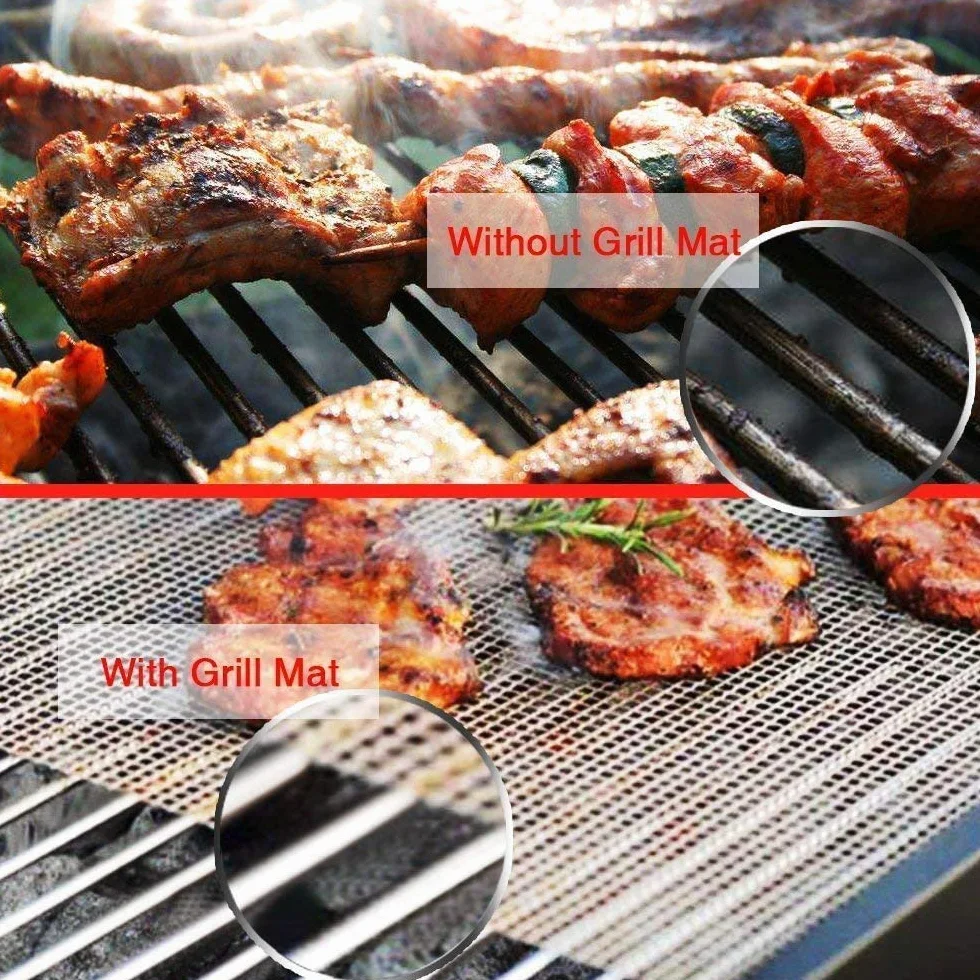 Tapis de Barbecue Anti-adhésifs Réutilisables 40 x 33cm Grille Barbecue