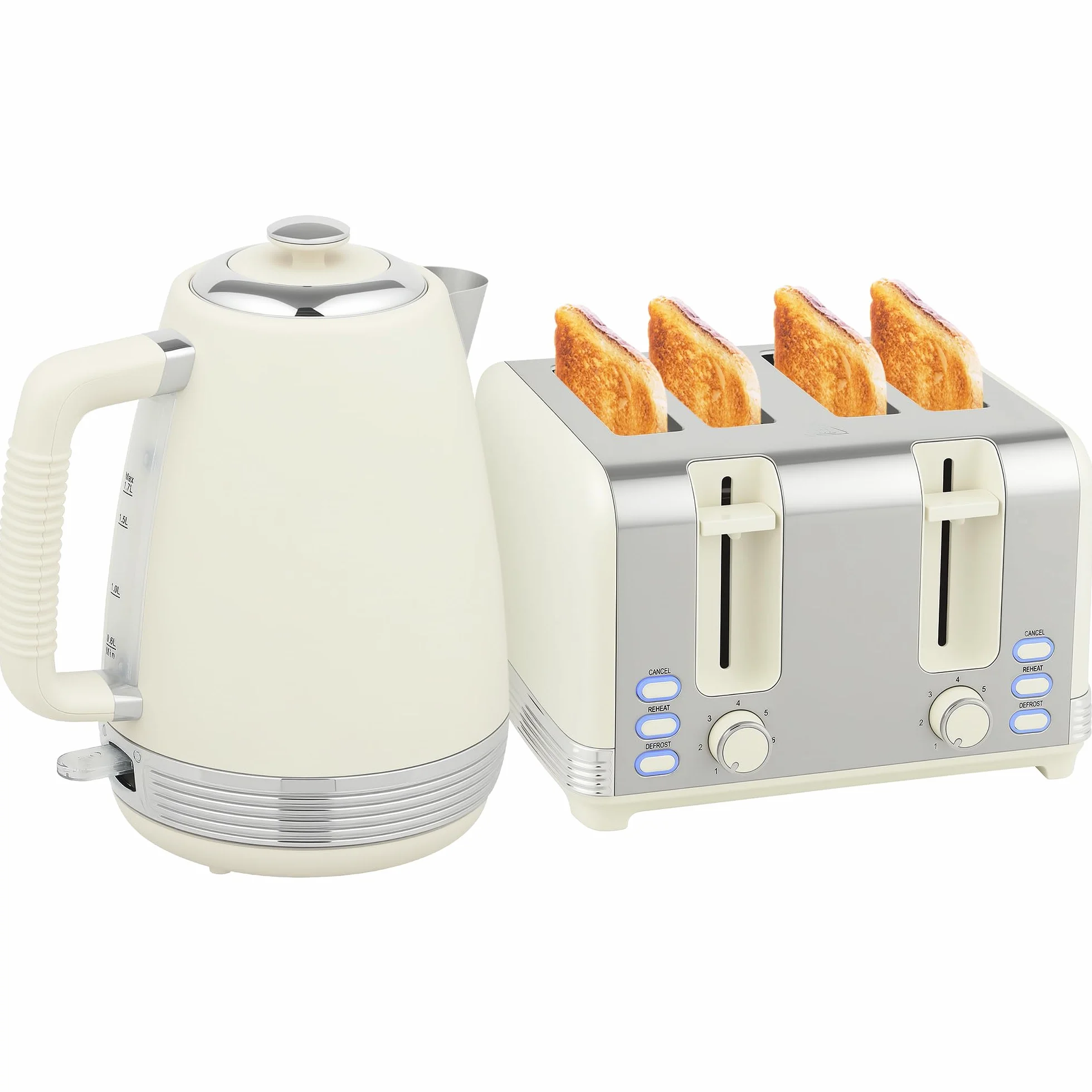 Homcom Grille-pain 4 tranches Bouilloire 1,7 L 2200 W Set petit-déjeuner