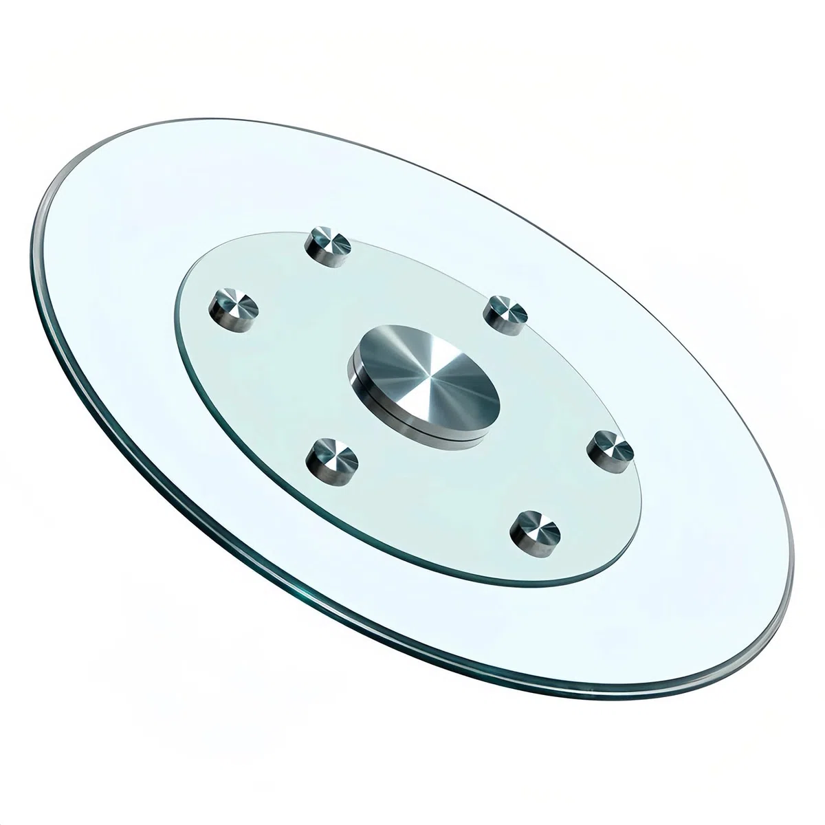 Plateau Tournant Verre Trempé Lazy Susan avec Système Rotation Assistée