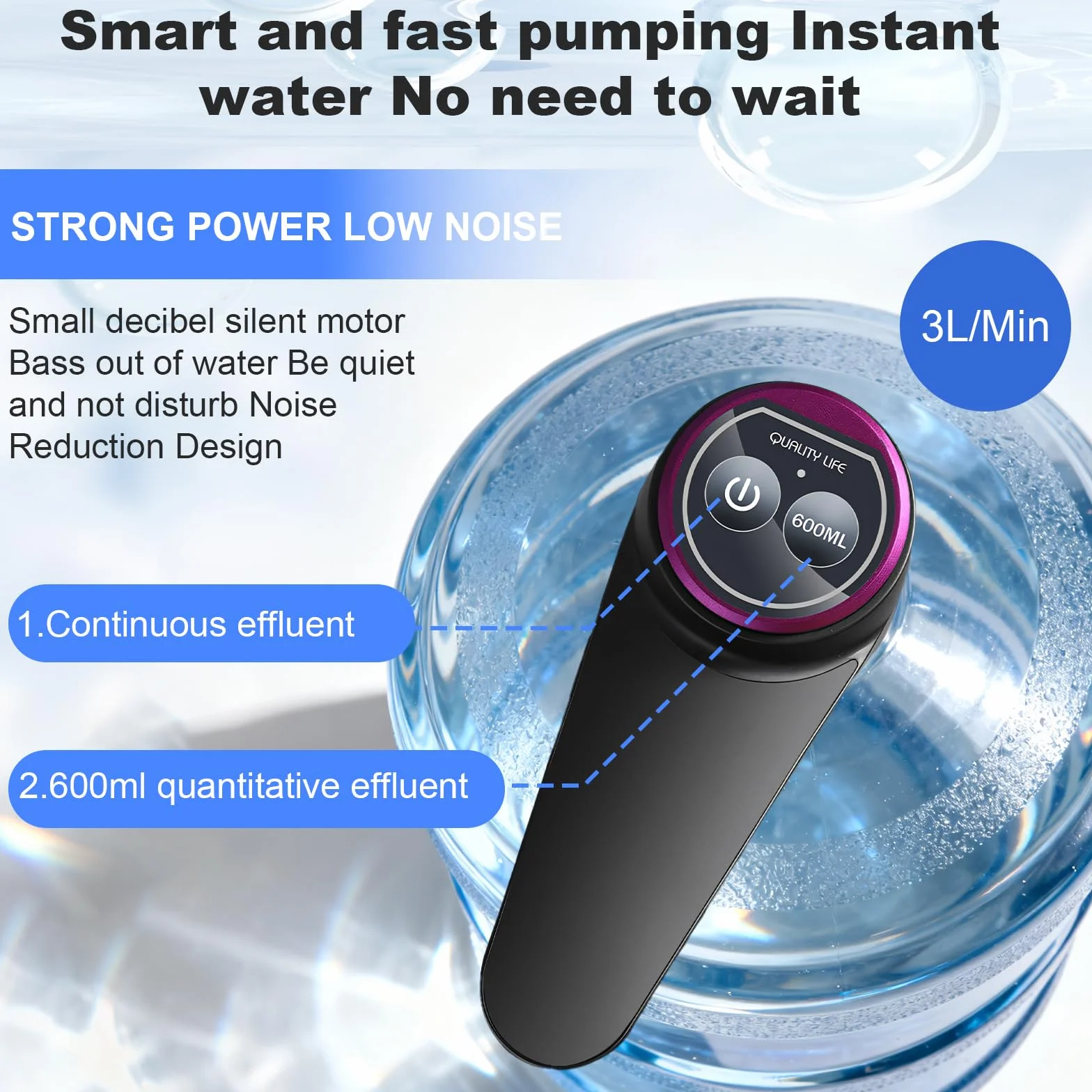 Pompe à eau potable USB 5L automatique pour cuisine bureau camping