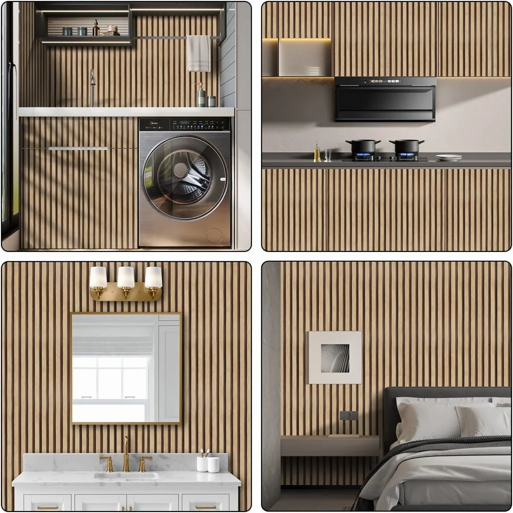 Arthome Papier Peint Moderne aspect bois 44cmx3m Auto Adhesif Panneaux muraux en bois Amovible Vinyle