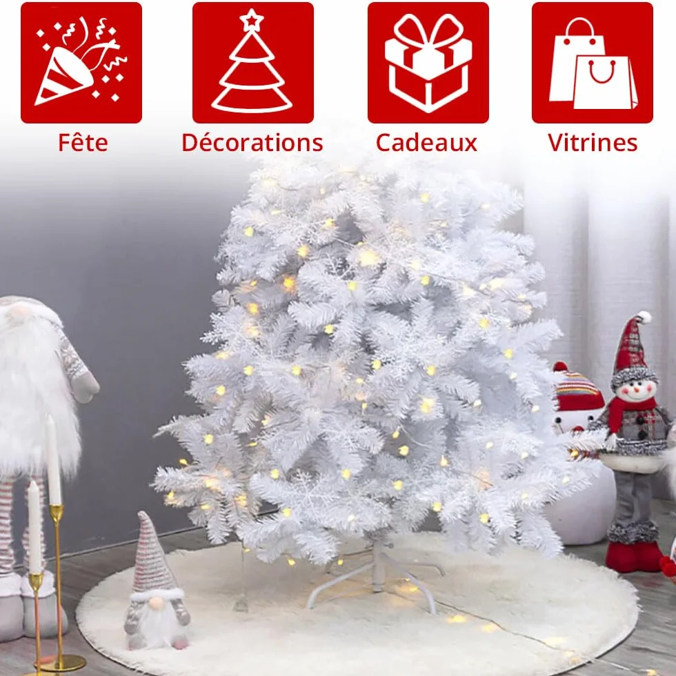 Jupe de Sapin Blanche Ø 60 cm, Couverture Décorative Arbre de Noël