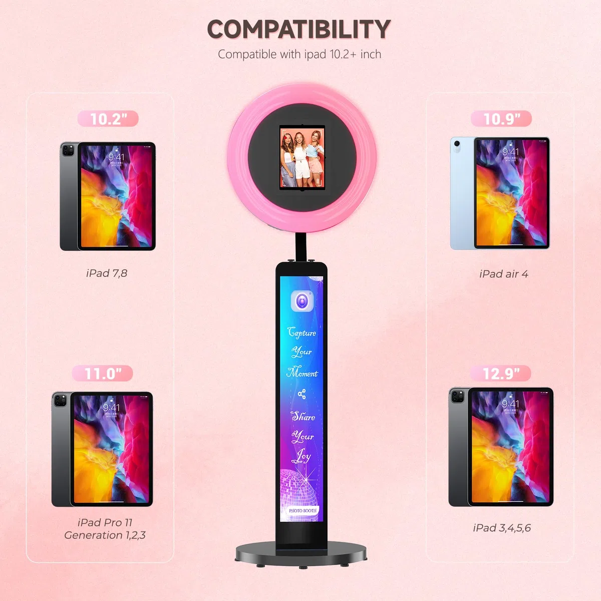 MWE Photobooth Machine avec Flightcase, Personnalisation du Logo, Logiciel D'assistance et Télécommande, Convient pour Les Fêtes, Mariages, Industrie de la Location (Noir, Boite à lumière)