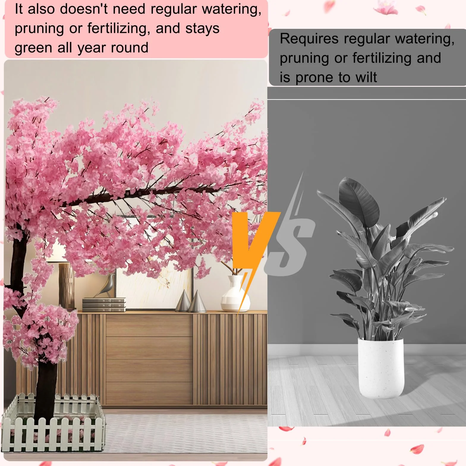 Arbre Fleur de Cerisier Artificiel XXL 240cm, Faux Sakura Rose, Décoration Intérieur Extérieur Mariage