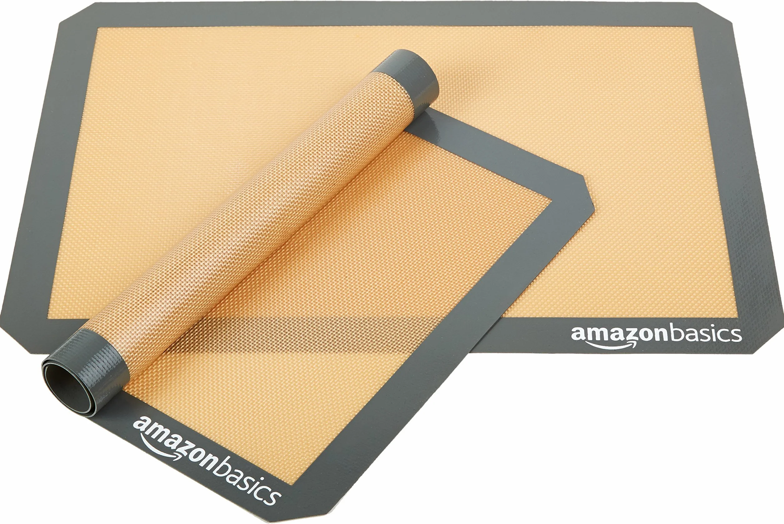 Amazon Basics Tapis de Cuisson en Silicone Rectangulaire 2 Pièces Beige/Gris 29.5cm x 42.0cm