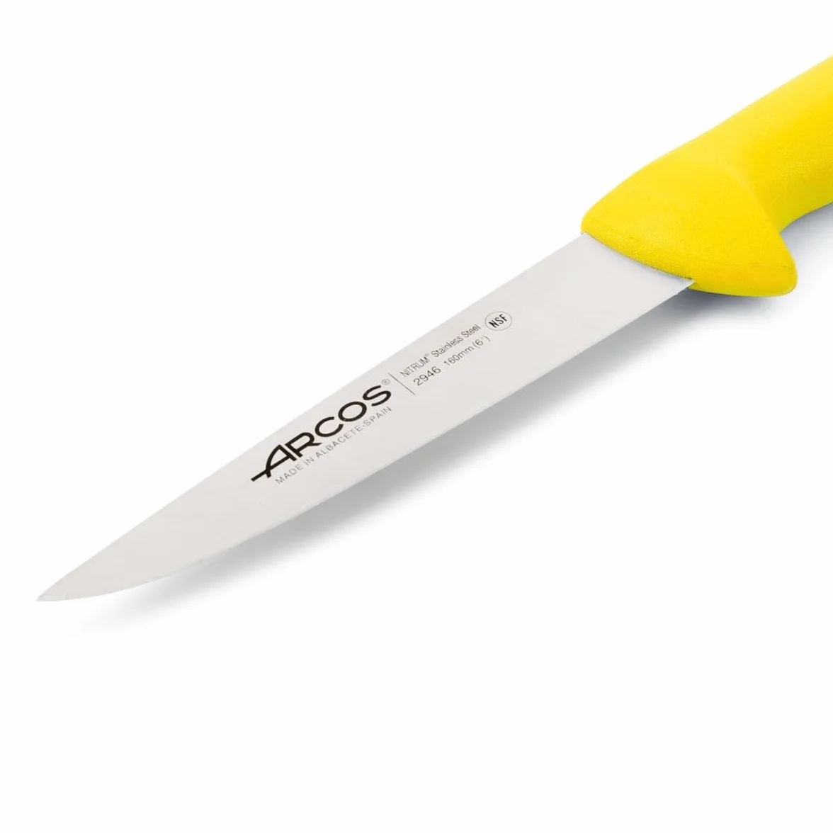 Arcos Couteau de Boucher Acier Inoxydable Nitrum Lame 200 mm Professionnel Viande Série 2900 Jaune