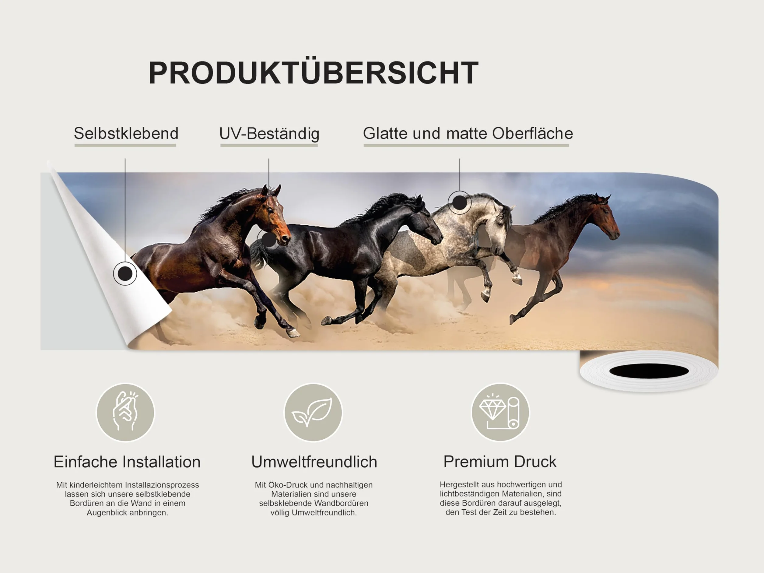 Sticker Mural Frise Autocollante Chevaux AG Design 0,14 x 5 m