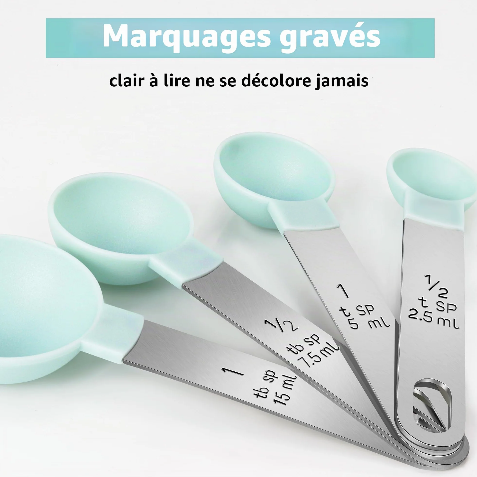 Lot de 8 tasses et cuillères à mesurer en acier inoxydable outil de mesure pour liquides et solides ustensiles de cuisine
