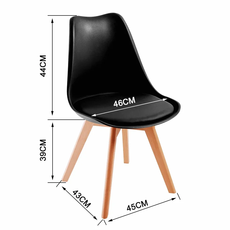 DEWINNER Chaises de Salle à Manger Scandinave Lot de 6, Chaise Noire, Pieds en Bois de Hêtre Massif
