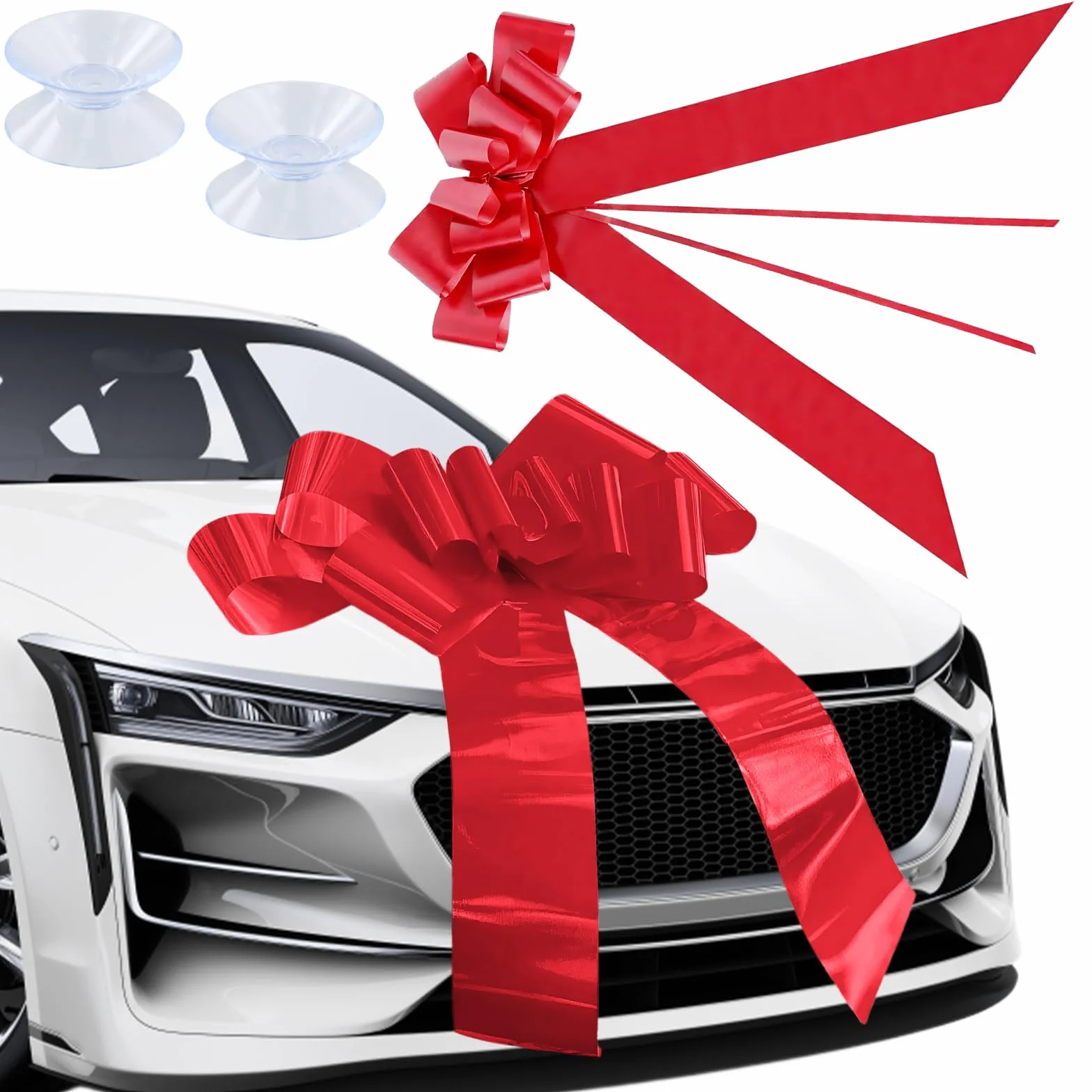 Grand Nœud Rouge 76 cm, Noeud Géant Décoratif pour Cadeau Voiture Mariage Anniversaire Noël