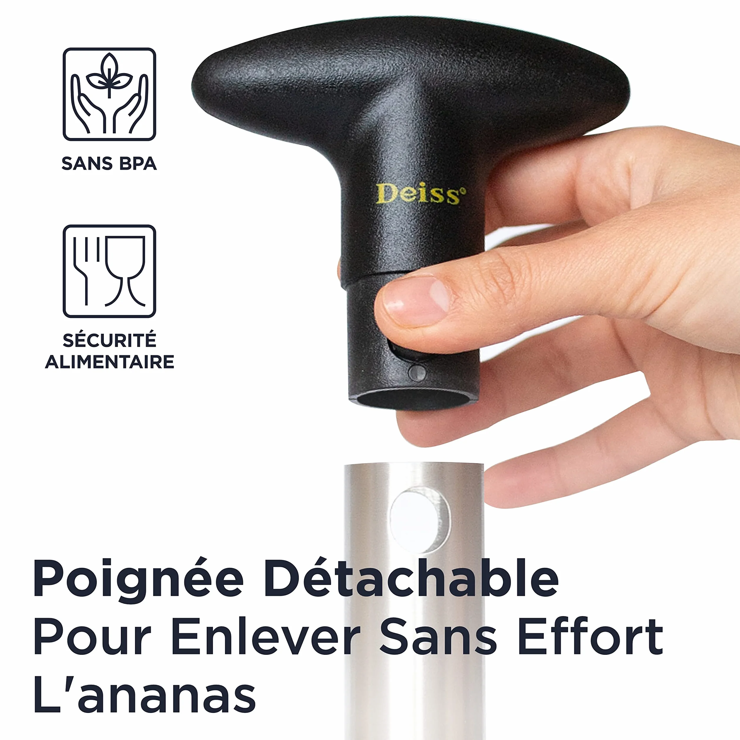 Deiss PRO Dévideur d’Ananas Coupe-Ananas 2 en 1 Acier Inoxydable