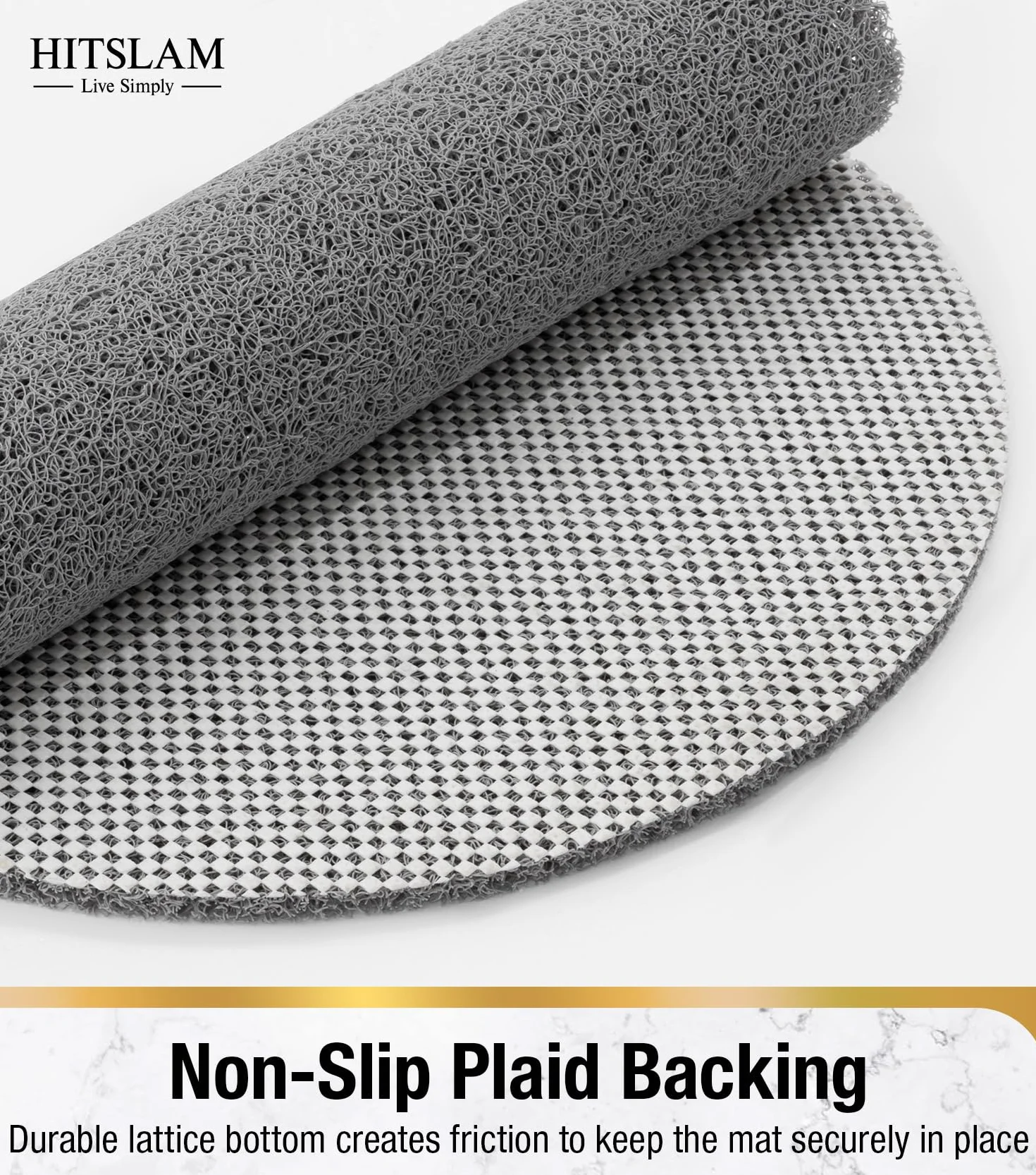 HITSLAM Tapis de Douche Ovale Antidérapant Anti-Moisissure 69x40cm Gris