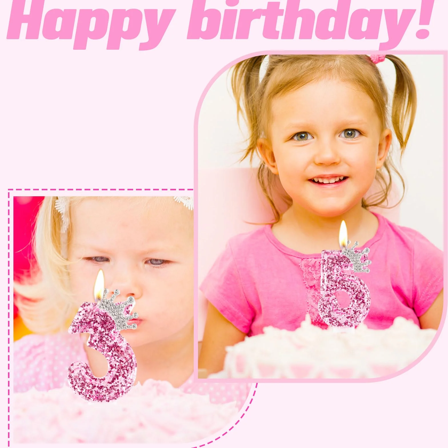 Bougies d'anniversaire 40 ans couronne rose numéro 40 pour filles femmes
