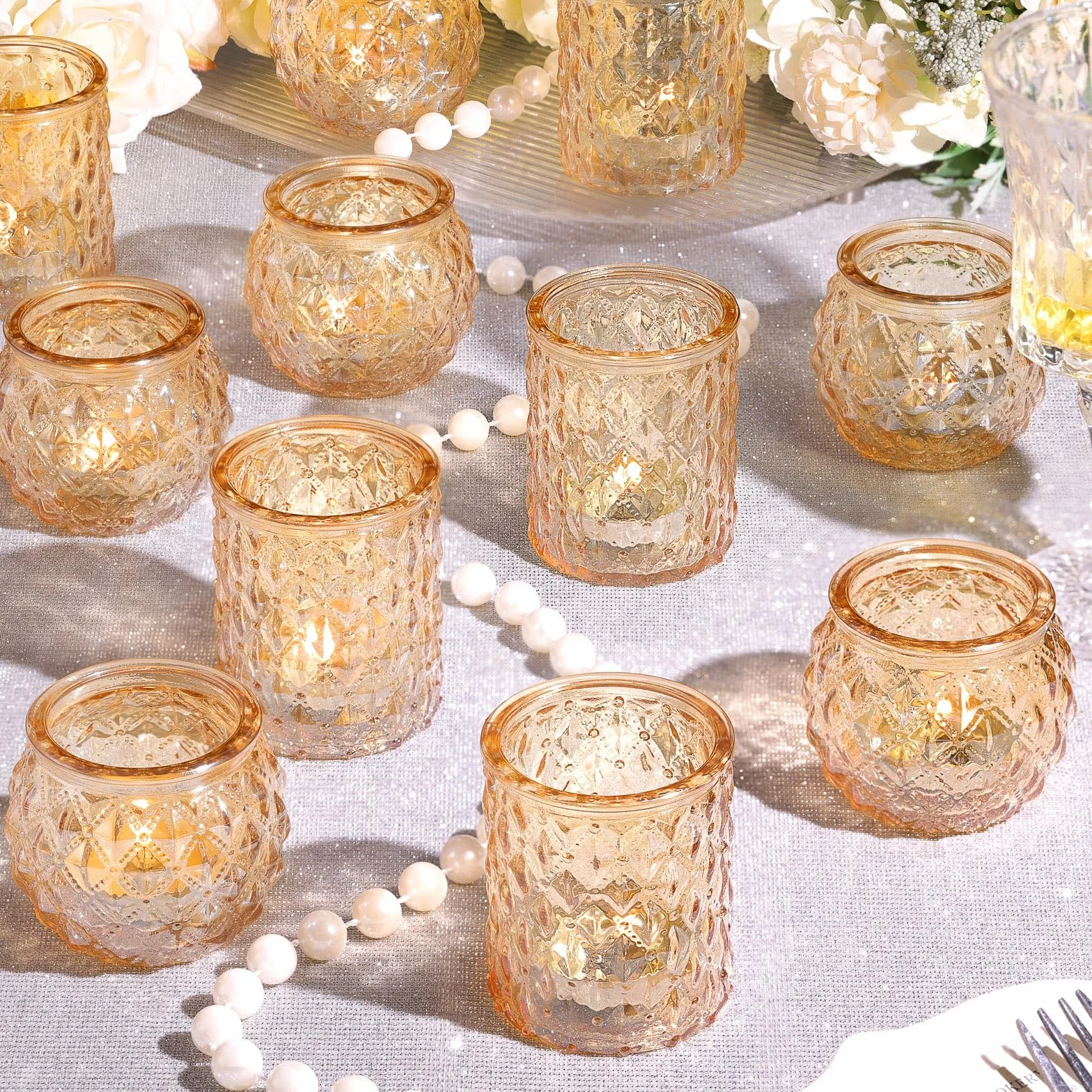 NITIME Lot de 12 photophores dorés assortis bougeoirs mariage décoration fête