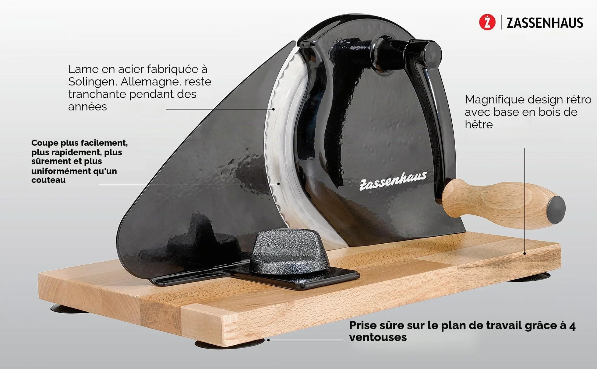 Zassenhaus Classic Trancheuse à pain en acier inoxydable 18/8