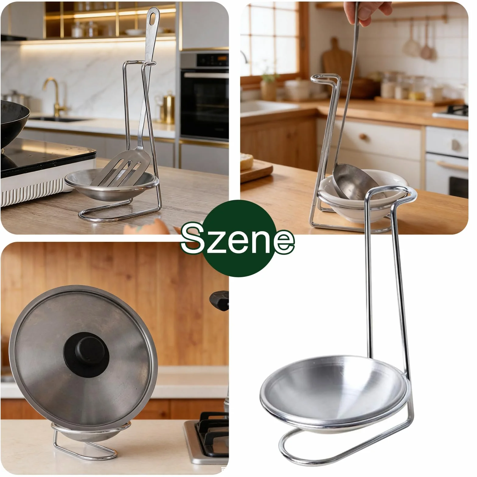 Support pour cuillère de cuisine en acier inoxydable - Repose-cuillère pour ustensiles de cuisine