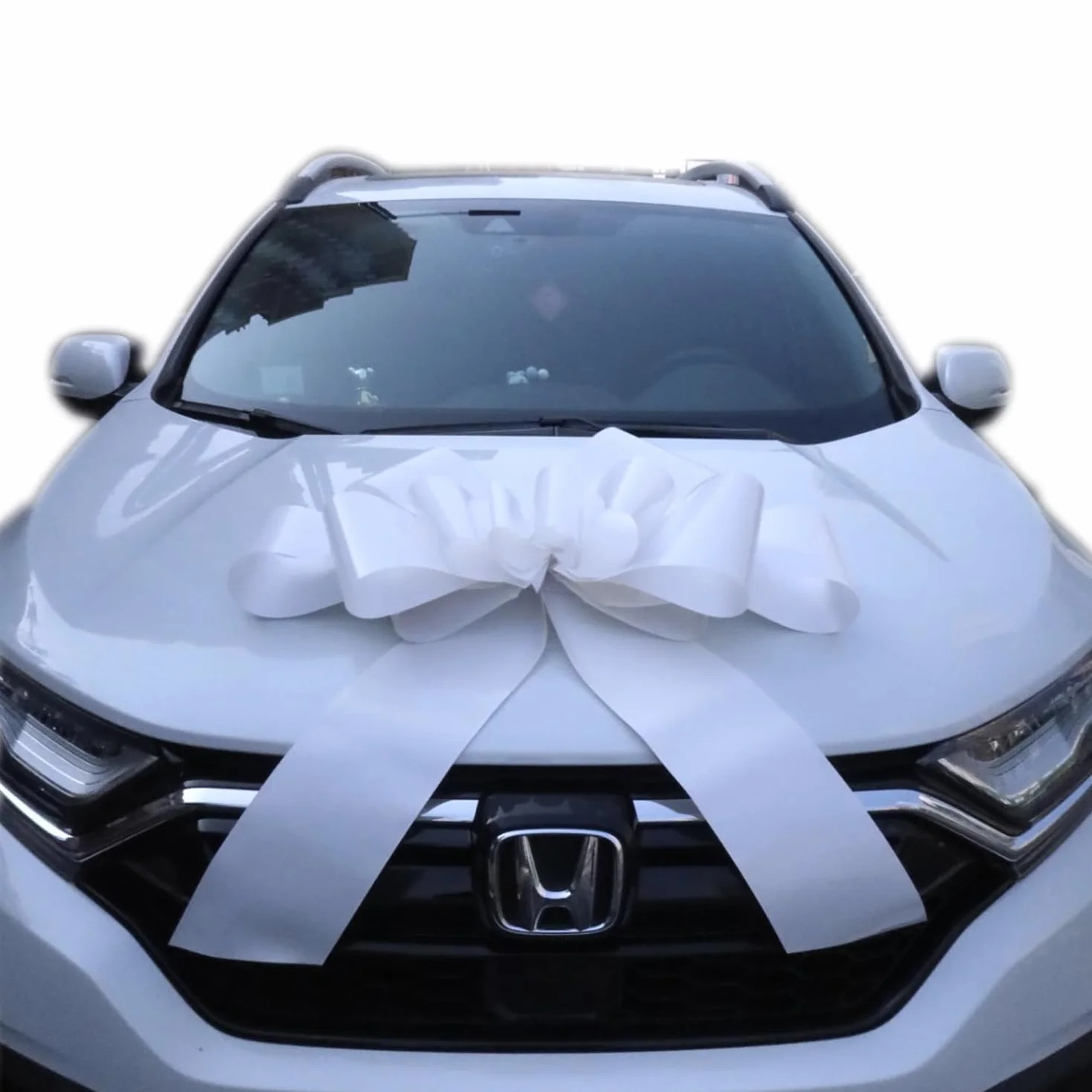 Grand nœud Blanc géant 76 cm, nœud de Voiture pour Mariage, Happy Birthday, Cadeau XXL avec Rubans 185 cm