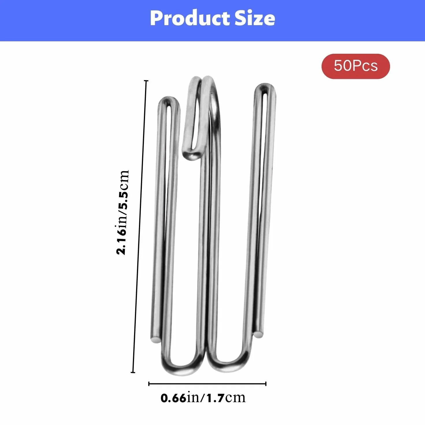 Crochets pour rideaux en acier inoxydable, lot de 50, 4 dents, pour rideaux de douche