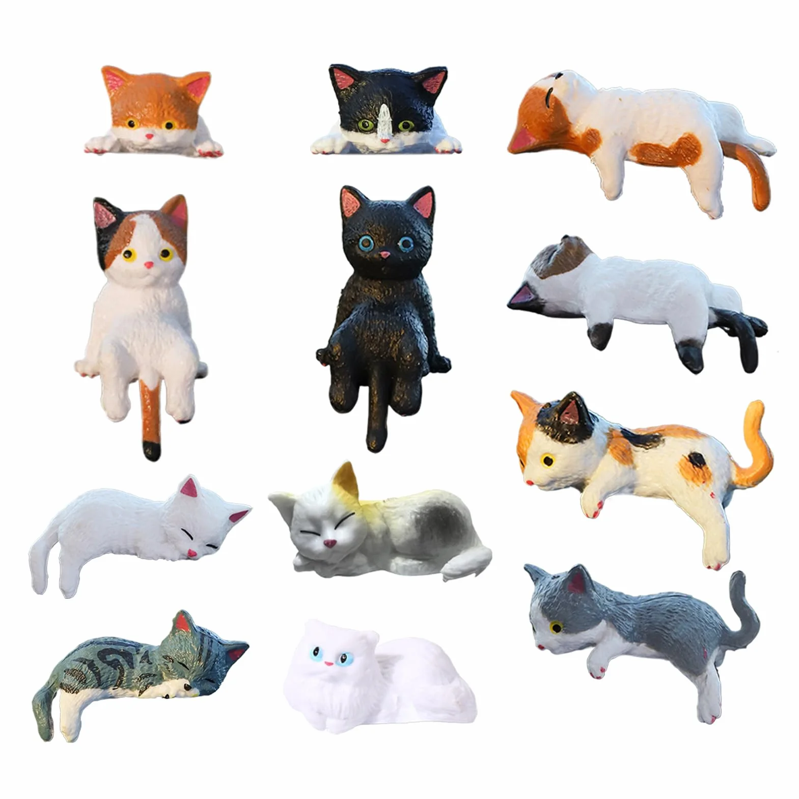 Mini Ornements De Chat En Résine Fabriqués À La Main 12PCS Décoration De Tableau De Bord De Voiture