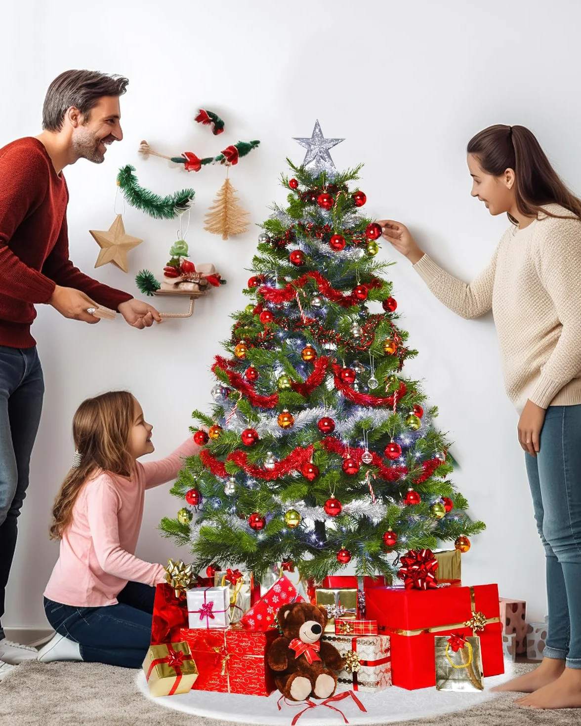 Jupe de Sapin de Noël Rond 120 cm Blanc Peluche