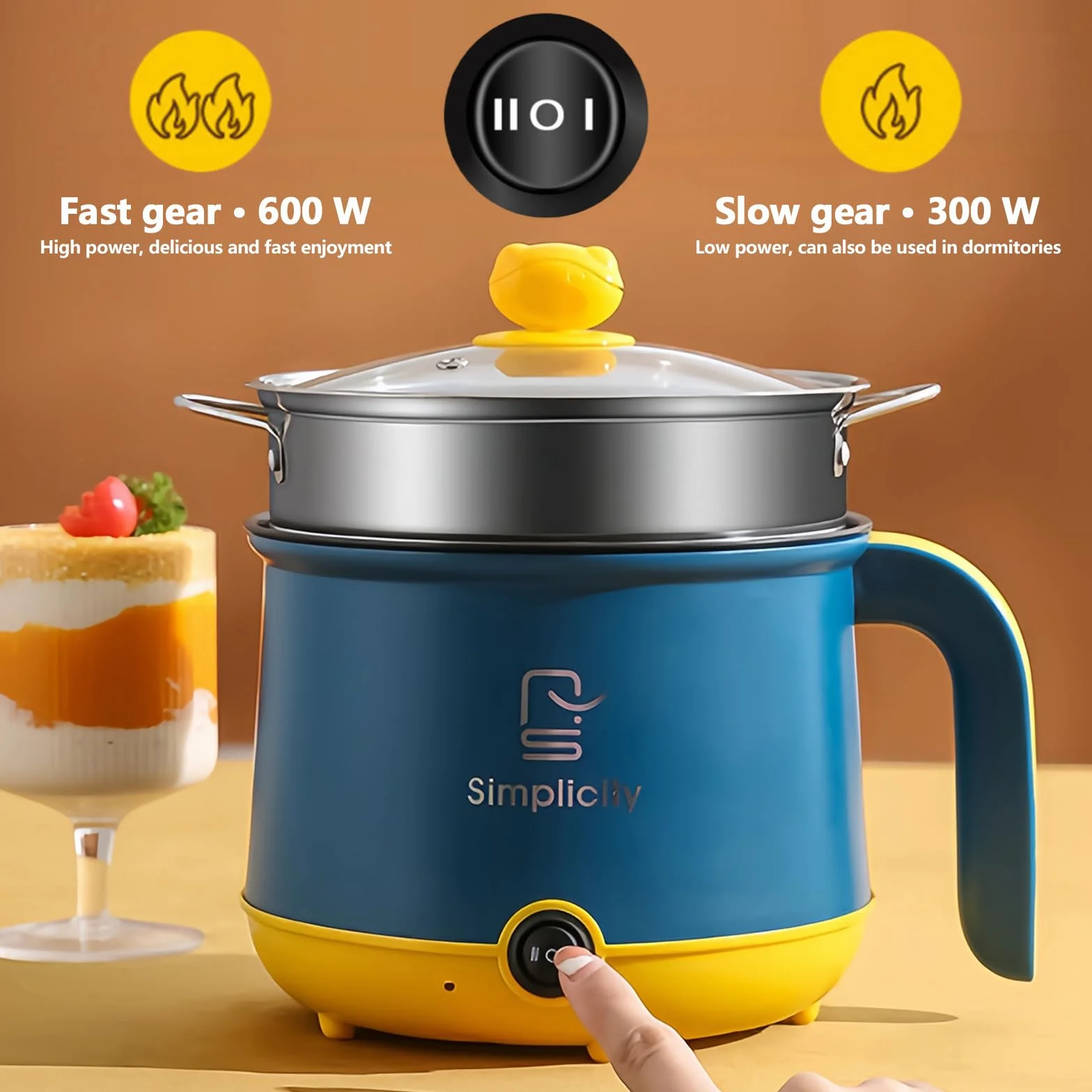 Cuiseur à vapeur électrique 1,8 L antiadhésif pour maison