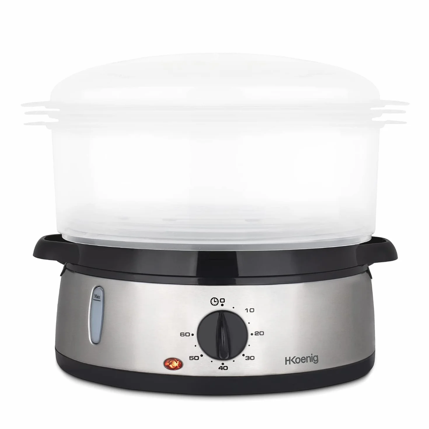 H.Koenig VAP10 Cuiseur à vapeur électrique 9L Inox 3 paniers empilables programmable