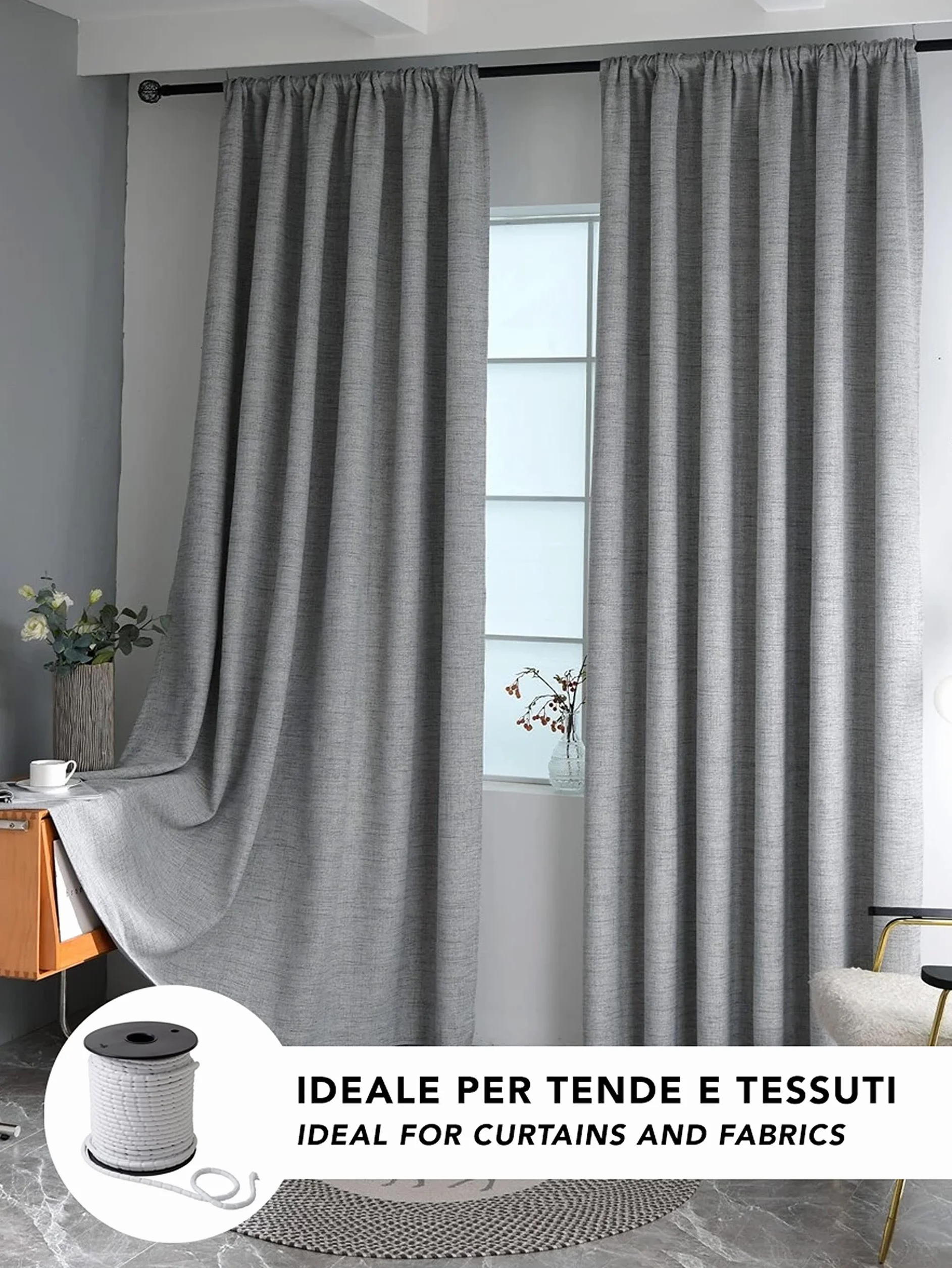 Corde Plombée pour Rideaux IPEA 100 G/MT 5 Mètres Blanc