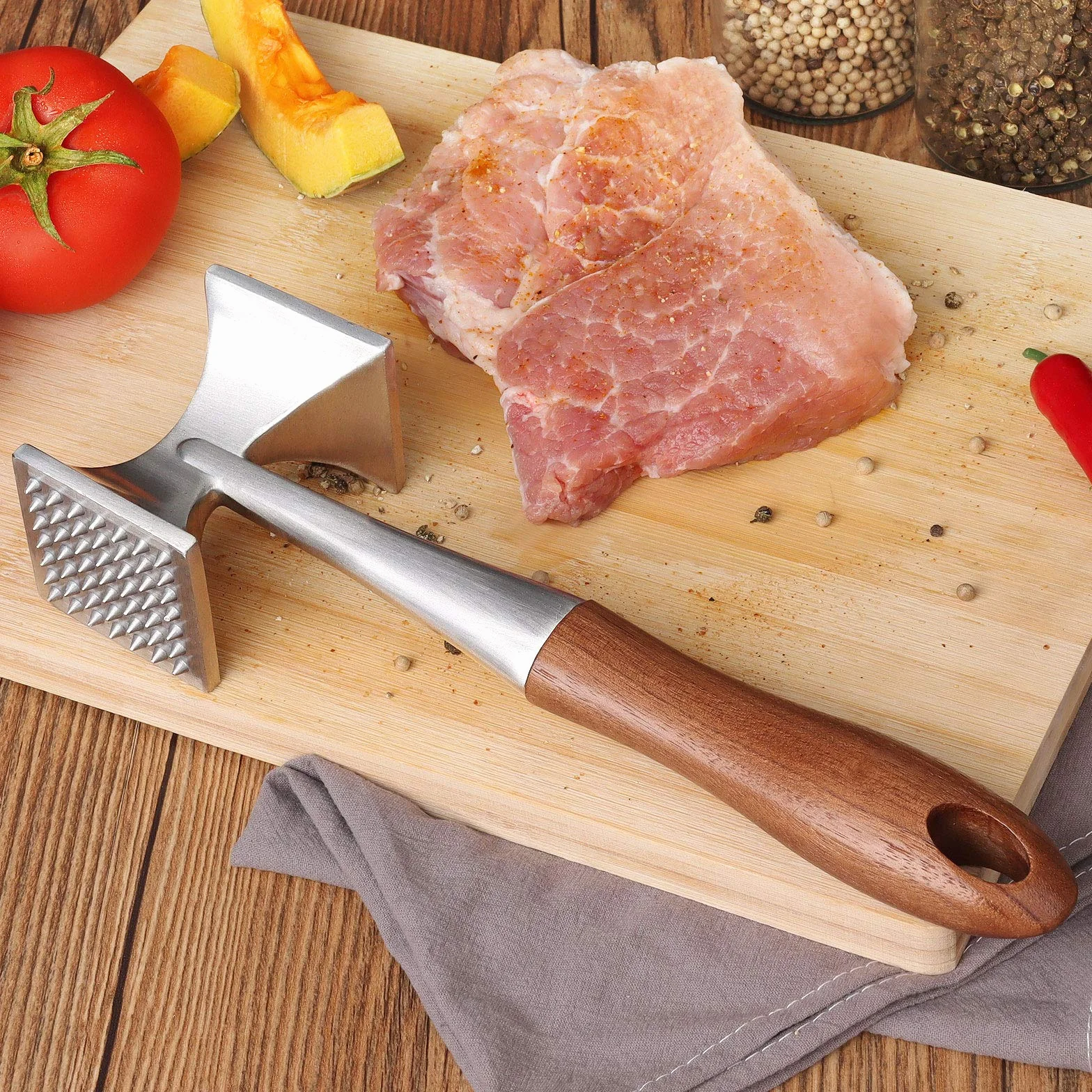 Asdirne Marteau à Viande Attendrisseur Très Résistant 26 CM Maillet Cuisine 2 en 1