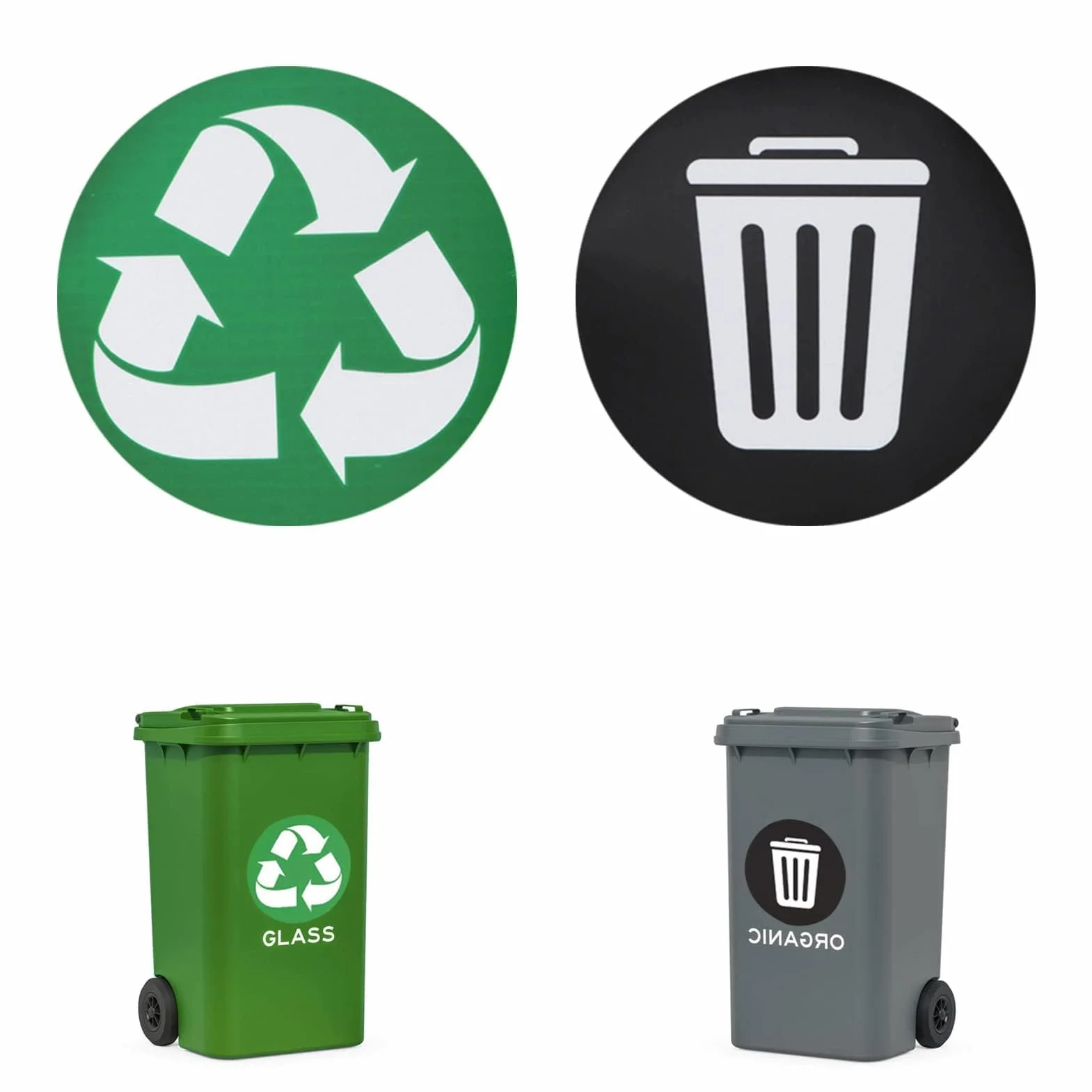 Autocollant de Recyclage HERCHR, Pack de 18 Autocollants Vinyle pour Poubelle Intérieur Extérieur