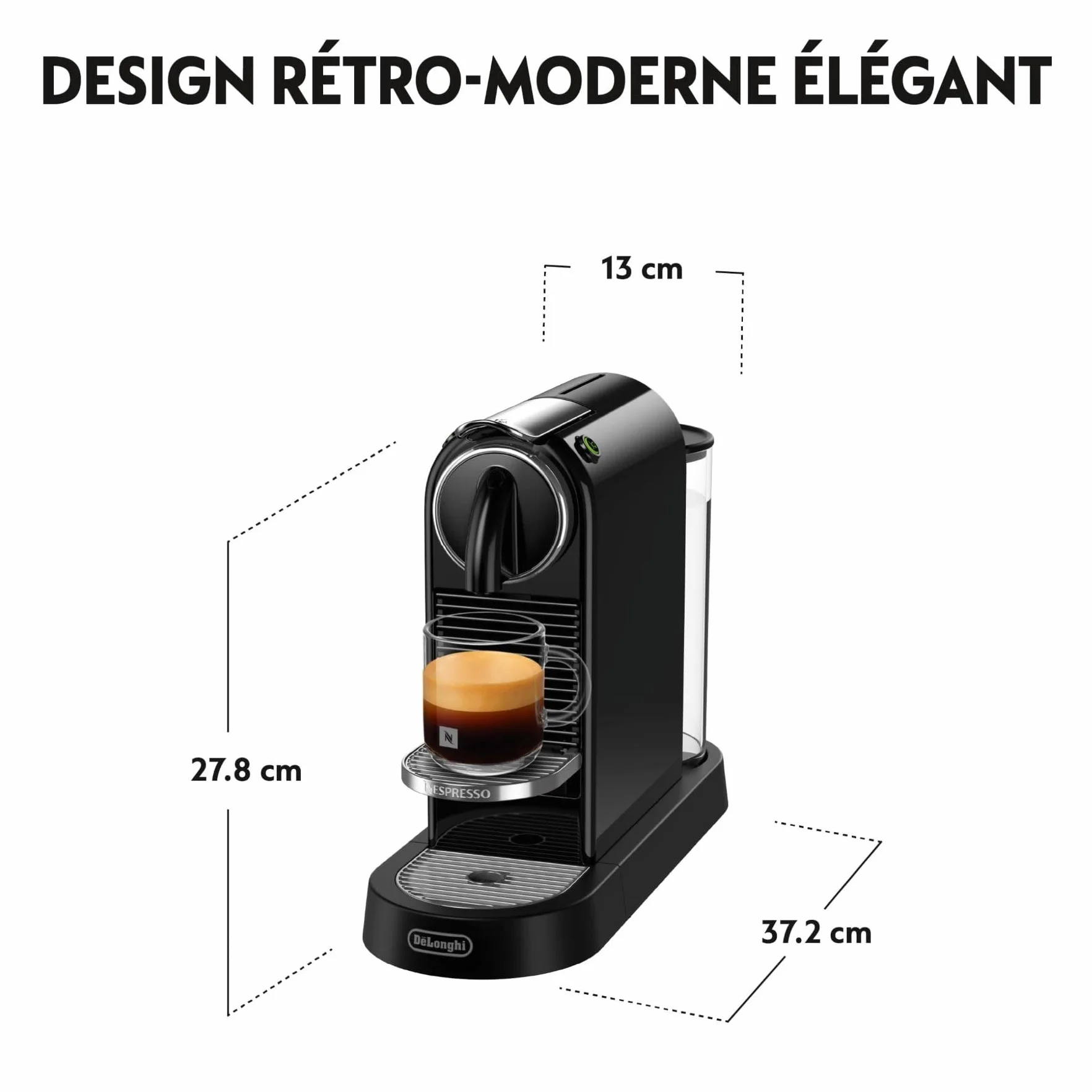 Nespresso De'Longhi Citiz Machine à Café Noir 19 Bars Expresso Lungo N167.B
