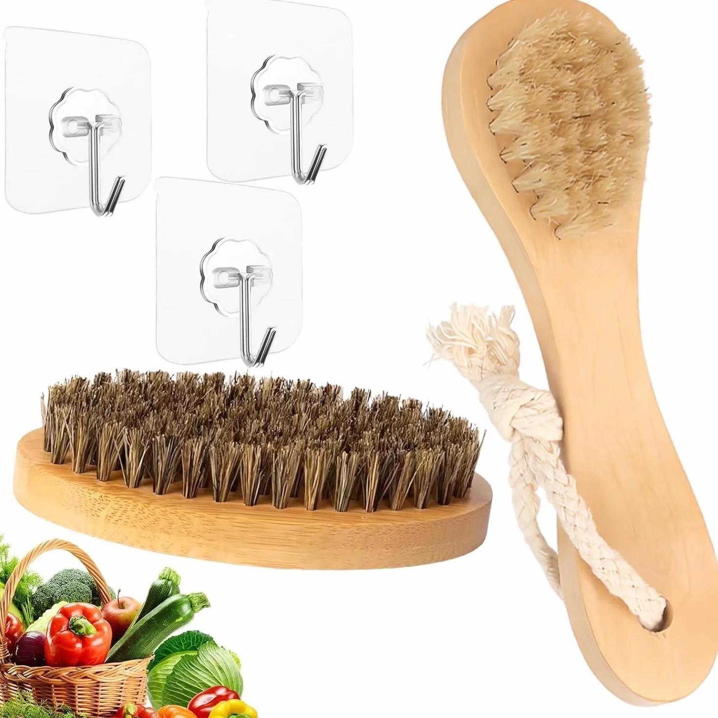 Brosse à Légumes 5 Pièces Legume Brosse à Champignon Poignée Ergonomique