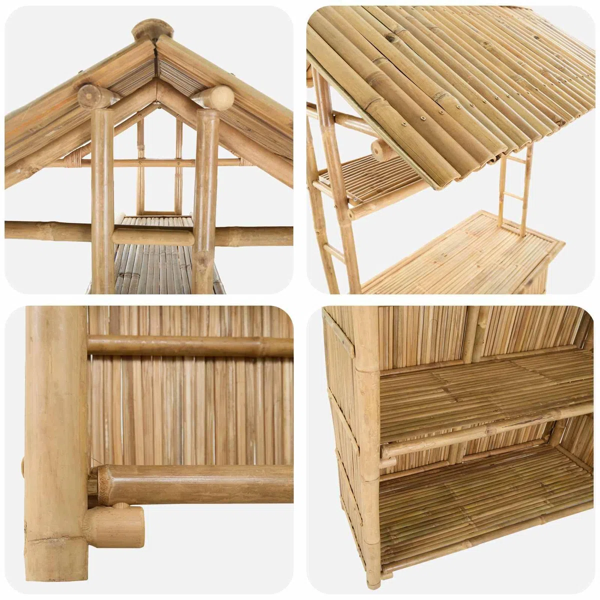 vidaXL Table de bar extérieure Naturel 115 x 95 x 214 cm Bambou, Table de bar tendance, résistante, pour l'extérieur, parfaite pour soirées d’été, jardin, déco écolo et minimaliste