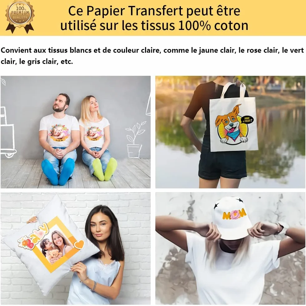 TransOurDream Papier Transfert pour Textile 3.0 A4 10 Feuilles pour T-Shirts Textiles Blancs et Clairs
