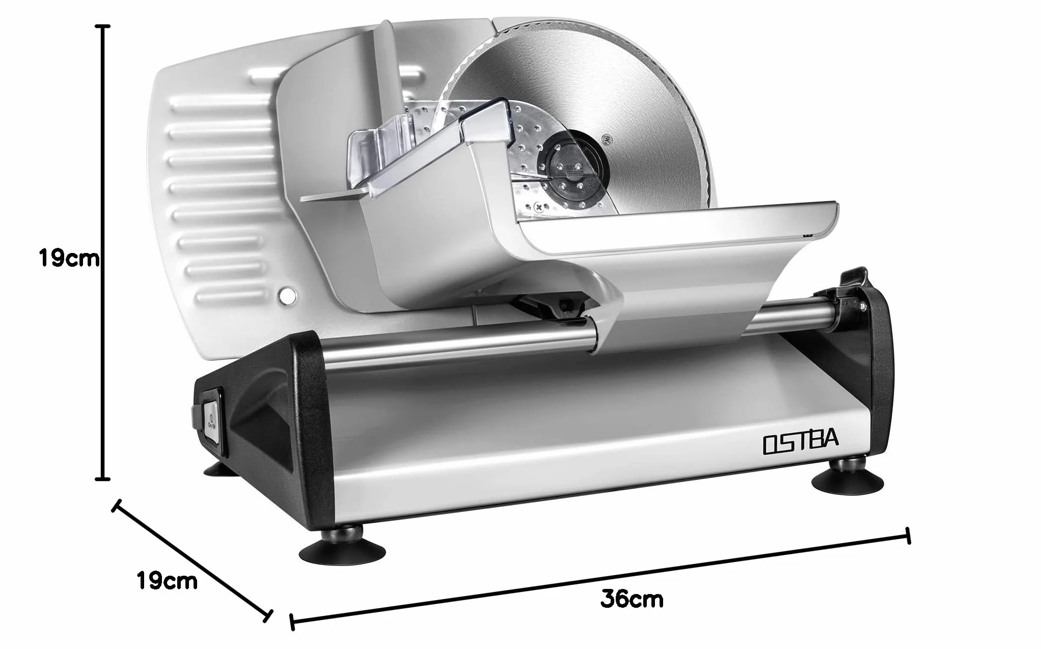 Trancheuse Électrique 150W Lame Acier Inoxydable 0-15mm Jambon Saucisson Pain Viande